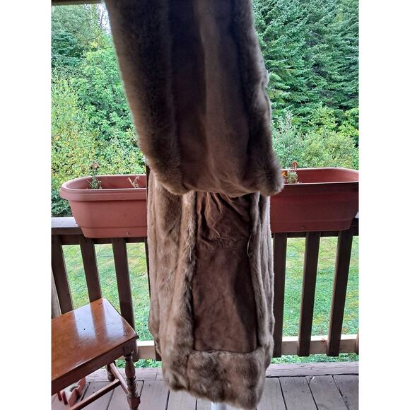 Vtg 70s Lilli Ann San Francisco Faux Fur Coat Tan Suede Trim Mod England - Picture 4 of 13